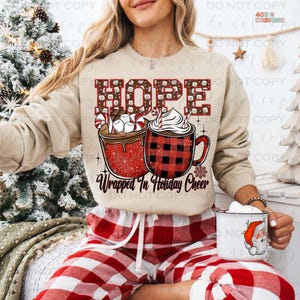 Hope Wrapped In Holiday Cheer | DTF Transfer | Direct to film transfer | Ready to press | Christmas Transfer