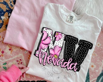 Pink Floral Dots NV | DTF Transfer | Direct to film transfer | Ready to press | Pink Floral Dots States Transfer