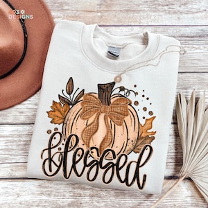 Fall Glitter Pumpkin Blessed | DTF Transfer | Direct to film transfer | Ready to press | Fall Personalized Transfer