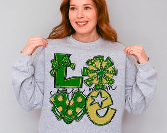 Love Cheer Mom Dark Green & Gold | DTF Transfer | Direct to film transfer | Ready to press | Personalized Cheer Transfer