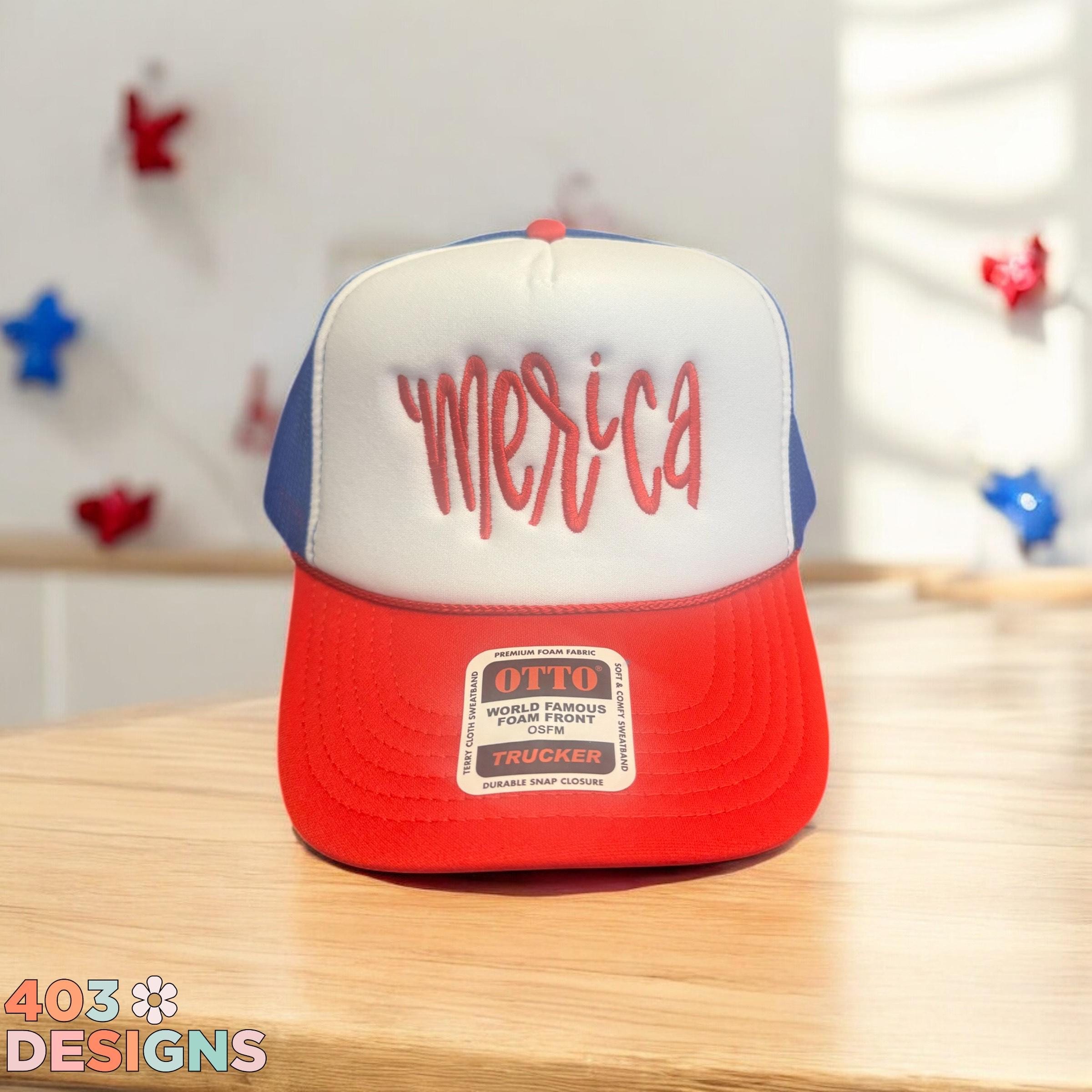USA Embroidered Red White and Blue Star Otto Trucker Hat New trucker hats are here, just in time for July 4th weekend! ? main image 2