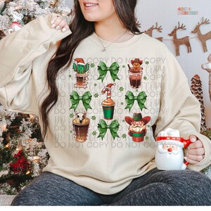 Western Christmas Bow Coffees | DTF Transfer | Direct to film transfer | Ready to press | Christmas Transfer