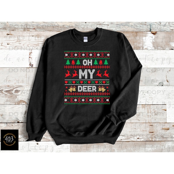 Oh my Reh Ugly Weihnachtspullover| DTF Transfer | Direkt zum Filmtransfer | Sofort druckfertig | Weihnachtstransfer