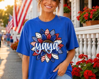 Patriotic Sunflower Yaya DTF Transfer | Direct to film transfer | Ready to press | Personalized Patriotic Transfer