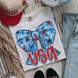 USA Bow | DTF Transfer | Direct to film transfer | Ready to press | Summer Patriotic Transfer