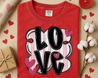 Love Doodle | DTF Transfer | Direct to film transfer | Ready to press | Valentine's Day Transfer