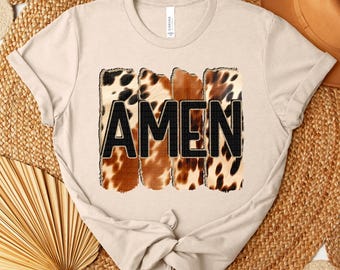 Amen Brown Cowhide | DTF Transfer | Direct to film transfer | Ready to press | Faith Transfer