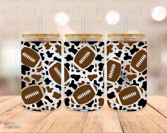 Football Leopard Print Libby Glass Can UV DTF Transfer