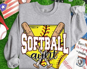 Softball Aunt | Personalized DTF Transfer | Direct to film transfer | Ready to press | Sports Transfer