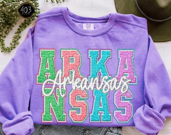 Arkansas Faux Chenille | DTF Transfer | Direct to film transfer | Ready to press | States Transfer