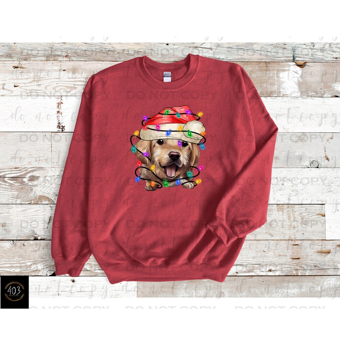 Golden Retriever Christmas Lights| DTF Transfer | Direct to Film ...