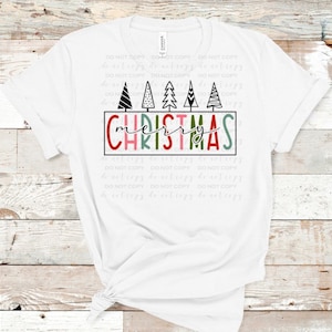 Merry Christmas with trees| DTF Transfer | Direct to film transfer | Ready to press | Christmas Transfer