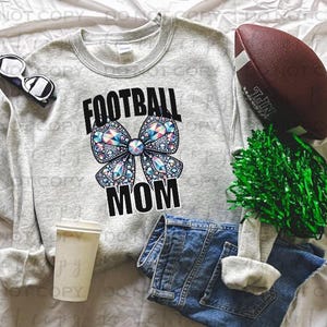 Football Mom Bow | DTF Transfer | Direct to film transfer | Ready to press | Football Transfer