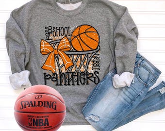 Hoop Bow Panthers | DTF Transfer | Direct to film transfer | Ready to press | Personalized Basketball Transfer
