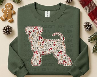 Floral Plaid Schnauzer | DTF Transfer | Direct to film transfer | Ready to press | Personalized Dog Mom Transfer