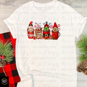 Christmas Gnomes Coffee Cups | DTF Transfer | Direct to film transfer | Ready to press | Christmas Transfer