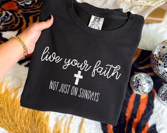 Live Your Faith White | DTF Transfer | Direct to film transfer | Ready to press | Faith Transfer
