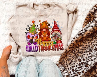 Happy Hallothanksmas Gnomes | DTF Transfer | Ready to Press