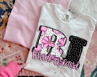 Pink Floral Dots RI | DTF Transfer | Direct to film transfer | Ready to press | Pink Floral Dots States Transfer