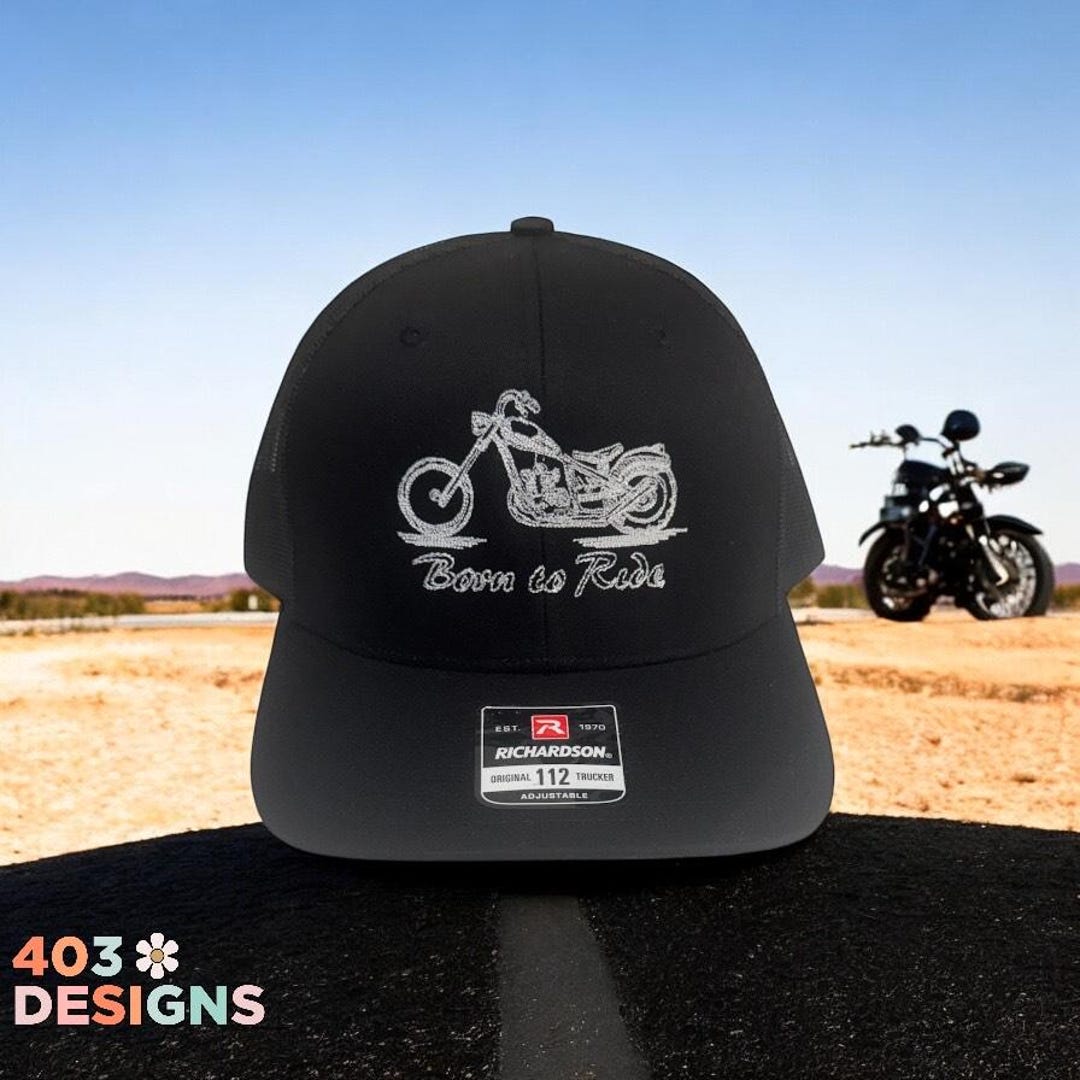 Born to Ride Hat – Embroidered Motorcycle Cap, Biker Trucker Hat