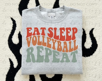 Eat Sleep Volleyball Repeat | DTF Transfer | Direct to film transfer | Ready to press | VolleyBall Transfer
