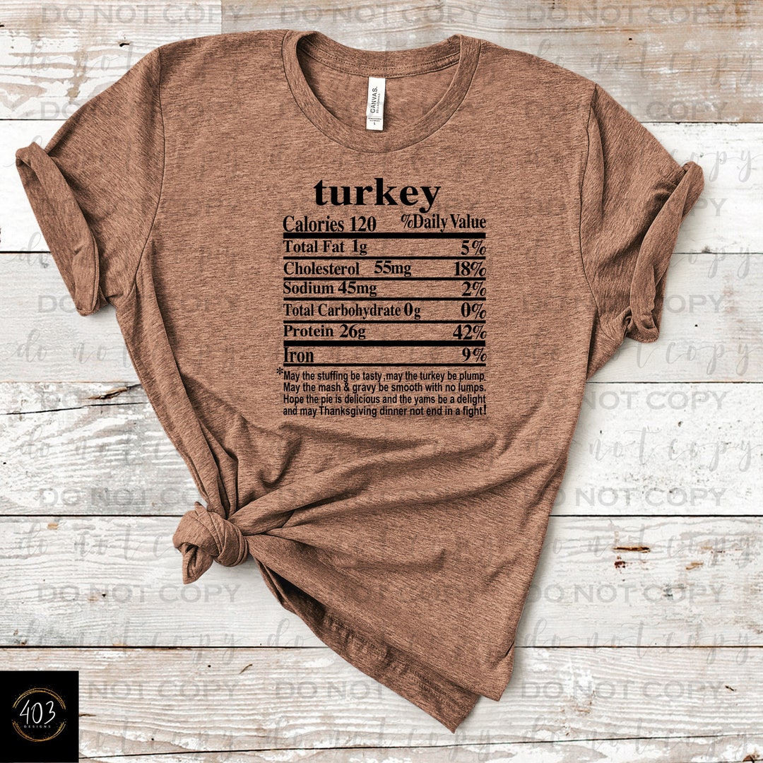 Turkey | Thanksgiving Nutrion Label | DTF Transfer | Direct to Film ...