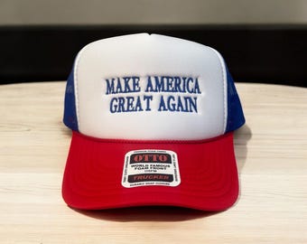 NWT RED OTTO Trump Patriotic Red and Blue Trucker Hat trump hat Otto Bock | Mercari main image 4