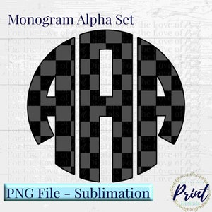 Retro Checkered Circle Monogram, Checkered Monogram, Monogram PNG, Full Alphabet, Digital Download,Sublimation Alphabet,Sublimation Monogram