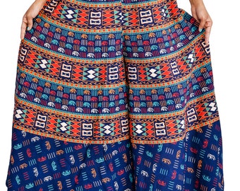 Harem Pants in Boho Dress type Yoga Pants in Palazzo Pants India Wide Leg Trousers Gypsie Dress Blue White Festival Clothing Elephant Pants