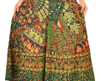 Harem Pants Women with Bohemian Dress Yoga Pants Green Print Palazzo Pants and Baggy Trousers with Beach Print Hippie Clothing Gypsie Dress