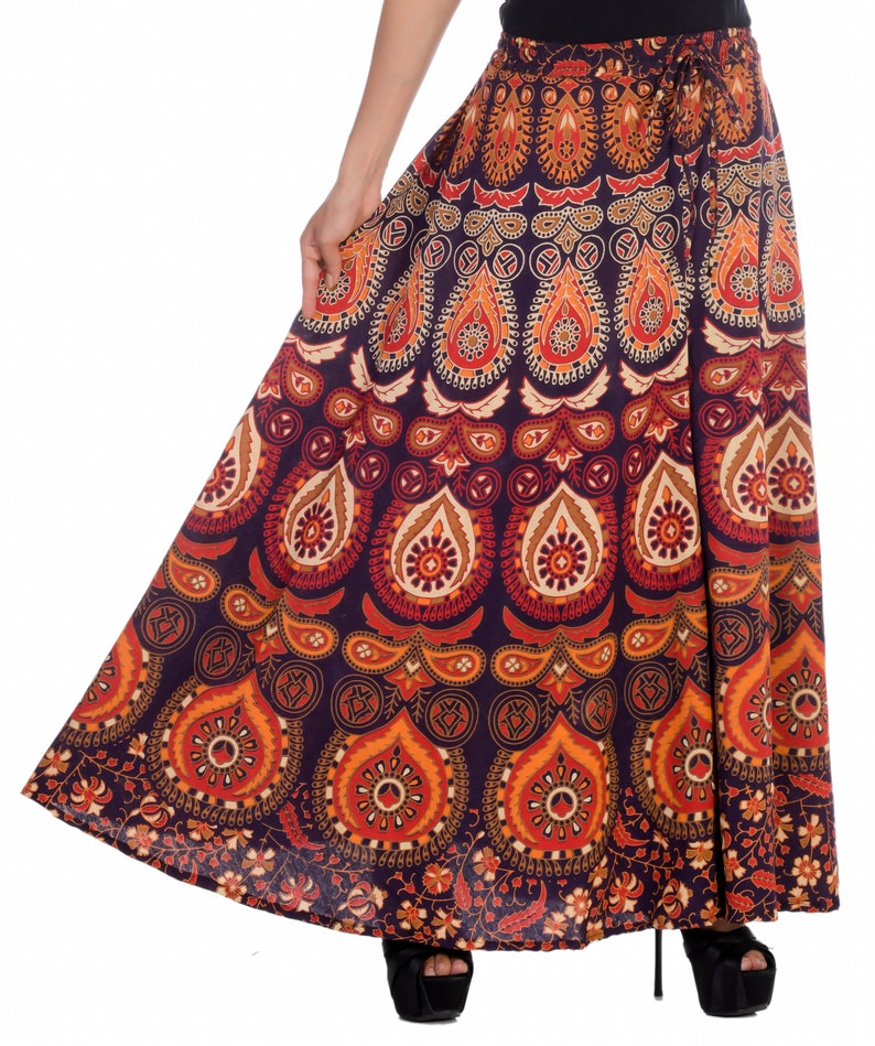 Yoga Pants styled Palazzo Pants and Harem Pants type Boho Dress truly Rajasthan Handicraft in Mandala Tapestry Print Flower Pants Brown Blue image 3