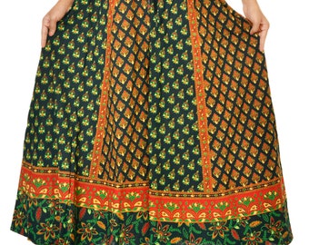 Boho Kleid mit Palazzo Hose India und Yoga Hose, Haremshose von Handmade India Print Kleid von Jaipur Block Print grüne Blumen Hose