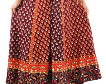 Bohemian Dress women Palazzo Pants India and Yoga Pants Harem Pants by Handmade India Print Dress by Jaipur Block Print Maroon Flower Pants