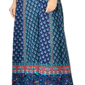 Boho Kleid mit Palazzohose Indien und Yogahose Haremshose von Handmade India Print Kleid von Jaipur BlockPrint Blau Rote Blumenhose Bild 2