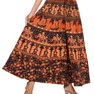 Palazzo Pants India is Boho Dress Yoga Pants type Harem Pants for Women is a Loose Pant in Cotton Fabric Elephant Peacock Flower BrownPrint image 3