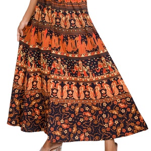 Palazzo Pants India is Boho Dress Yoga Pants type Harem Pants for Women is a Loose Pant in Cotton Fabric Elephant Peacock Flower BrownPrint image 4
