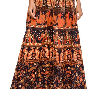 Palazzo Pants India is Boho Dress Yoga Pants type Harem Pants for Women is a Loose Pant in Cotton Fabric Elephant Peacock Flower BrownPrint image 2