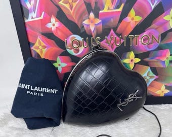Vintage Yves Saint Laurent Black and Brown Leather Handbag With