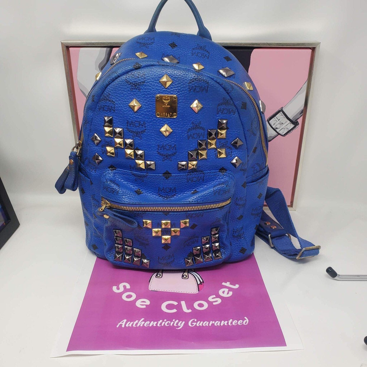 royal blue mcm bag