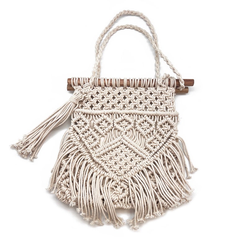 Coco Bag Cotton macrame handbag with cotton lining image 2