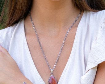 Kashi Semiprecious Large Stone Necklace - Red Jasper