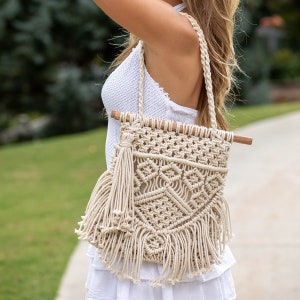 Coco Bag Cotton macrame handbag with cotton lining image 1