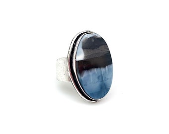 Kashi Semiprecious Large Stone Ring - Blue Opal