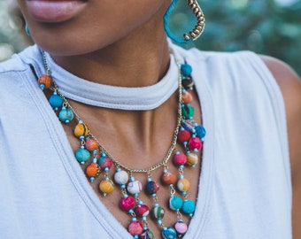 Aasha Dangling Beads Bib Necklace