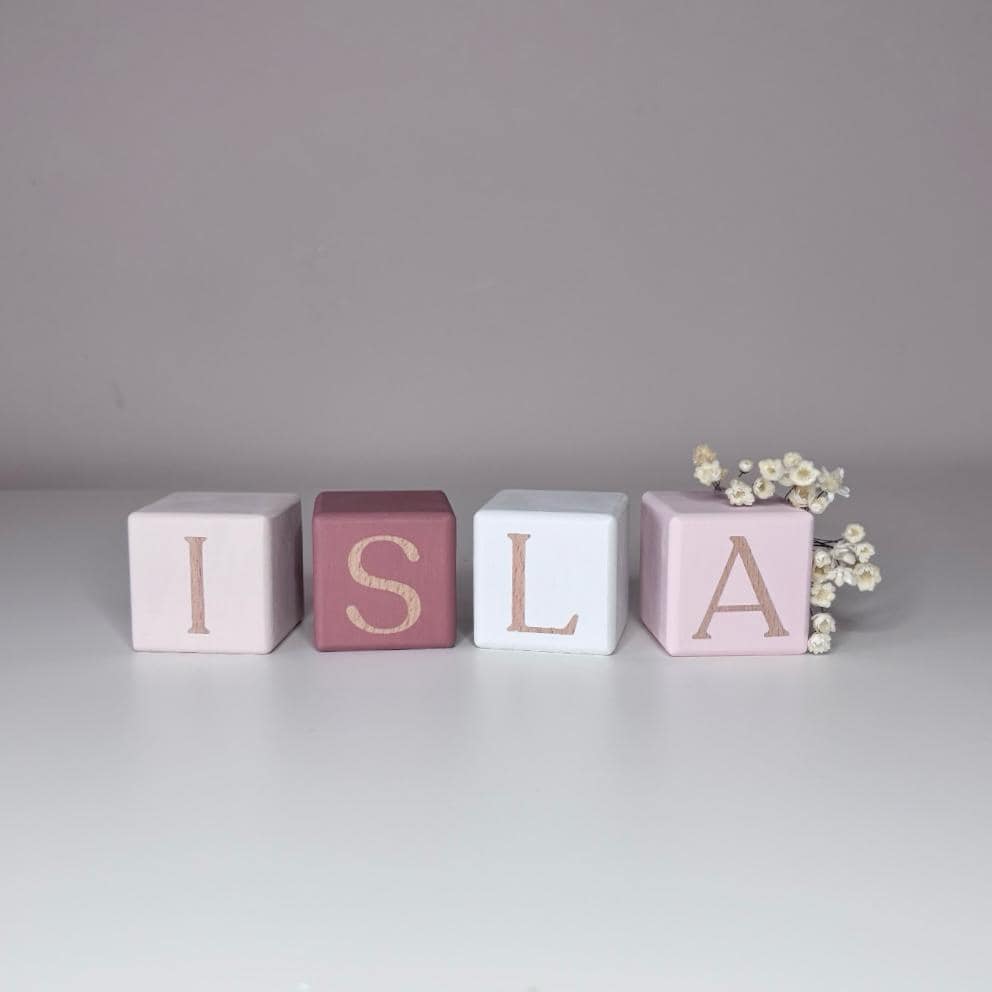 Personalised decorative wooden baby blocks | nursery shelf decor | baby shower gift | children's name blocks | baby name announcement.