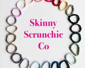 Skinny Pure Mulberry Silk Scrunchies, 100% Mulberry silk, Thin, Slim Skinny Luxury Scrunchy, Hairband, Hair bobble, Hair tie, Scrunchie set