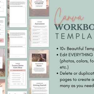 Workbook Template for Canva, Course Workbook Template, Online Course Materials, Editable Course Workbook, Boho Holistic Wellness Style