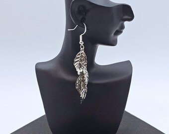 Pendientes colgantes de hoja de plata