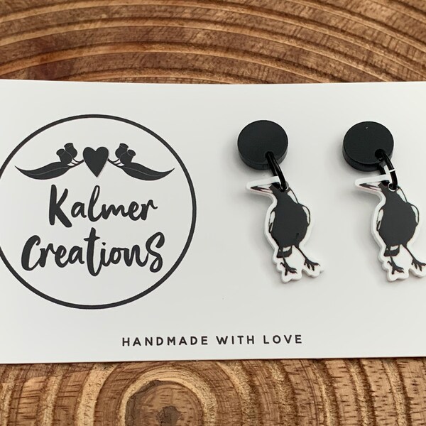 Aussie Magpies - Mini Dangle Earrings
