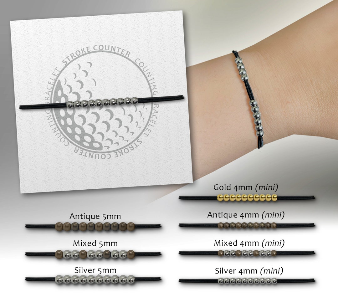 Golf Stroke Counter Bracelet Unisex Golfer Gift Choice of Bead Size and Color Tarnish Resistant